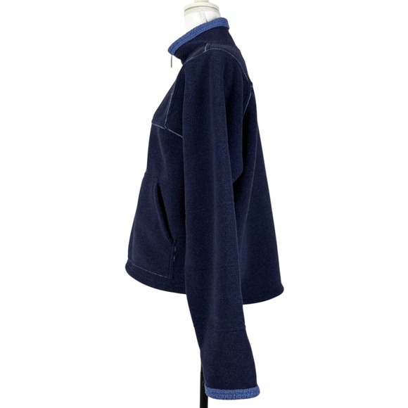 The North Face Quarter Zip Fleece Jacket Womens XL Blue Pullover Kangaroo Pocket - Picture 5 of 10